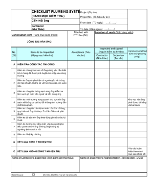 File Excel Checklist nghiệm thu MEP